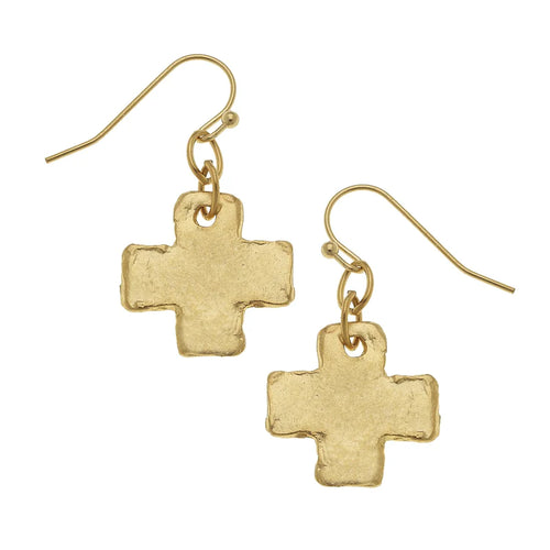 Susan Shaw Mini Square Cross Earrings