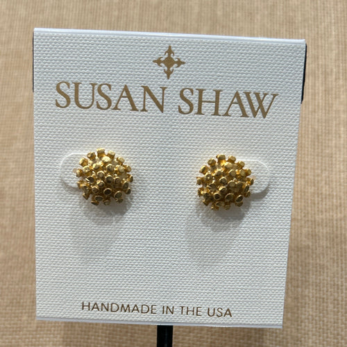 Susan Shawl:  Handcast Gold Round Cluster Post Earrings
