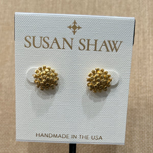 Susan Shawl:  Handcast Gold Round Cluster Post Earrings