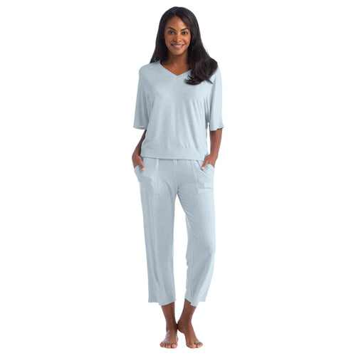 Dream Relaxed V-neck with Capri Lounge Set - Surf