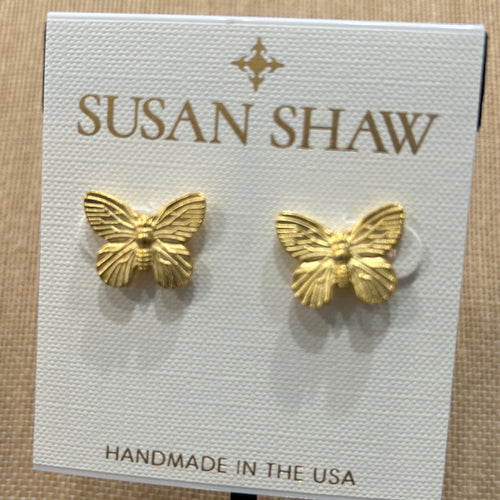 Susan Shawl:Gold Butterfly Post Earrings