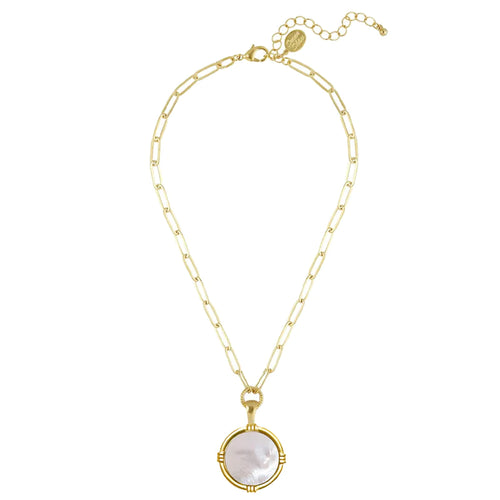Susan Shaw Ida Paperclip Necklace-Mother of Pearl