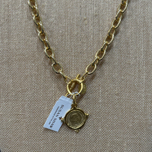 Susan Shaw:  Handcast Gold Coin Toggle Necklace