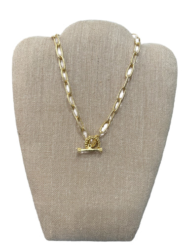 Susan Shaw: 18' Oblong Gold Large Toggle Necklace