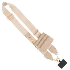 Touch Screen Purse -CLIP & GO PHONE LANYARD-TAUPE WITH GOLD