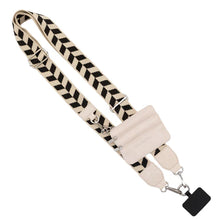 Load image into Gallery viewer, Touch Screen Purse -CLIP &amp; GO PHONE LANYARD-BLK/CREAM CHEVRON