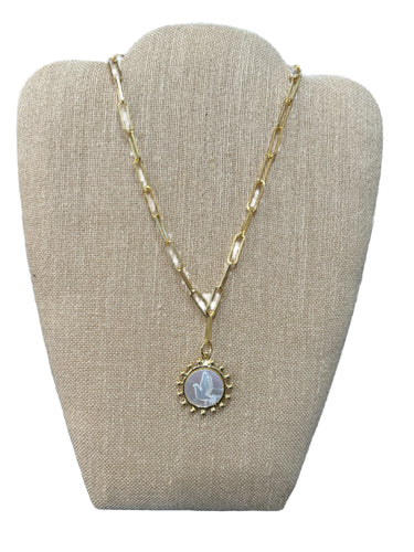 Susan Shaw: Mother of Pearl Dove on Large Paper Clip Chain