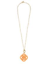Load image into Gallery viewer, 18K Gold Plated Chain with Resin Clover-Bright Orange