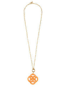18K Gold Plated Chain with Resin Clover-Bright Orange
