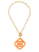 Load image into Gallery viewer, 18K Gold Plated Chain with Resin Clover-Bright Orange