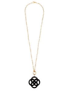 18K Gold Plated Chain with Resin Clover-Black