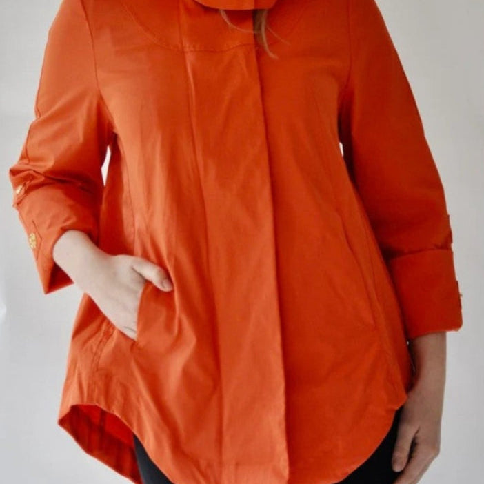 Waterproof Rain Jacket with Zip Off Hood- Orange