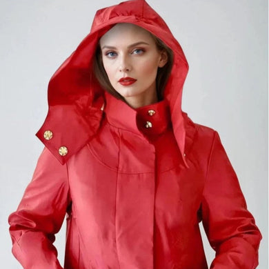 Waterproof Rain Jacket with Zip Off Hood - Scarlet