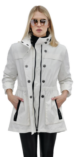 Anna 100% Waterproof Raincoat - White with Black Trim