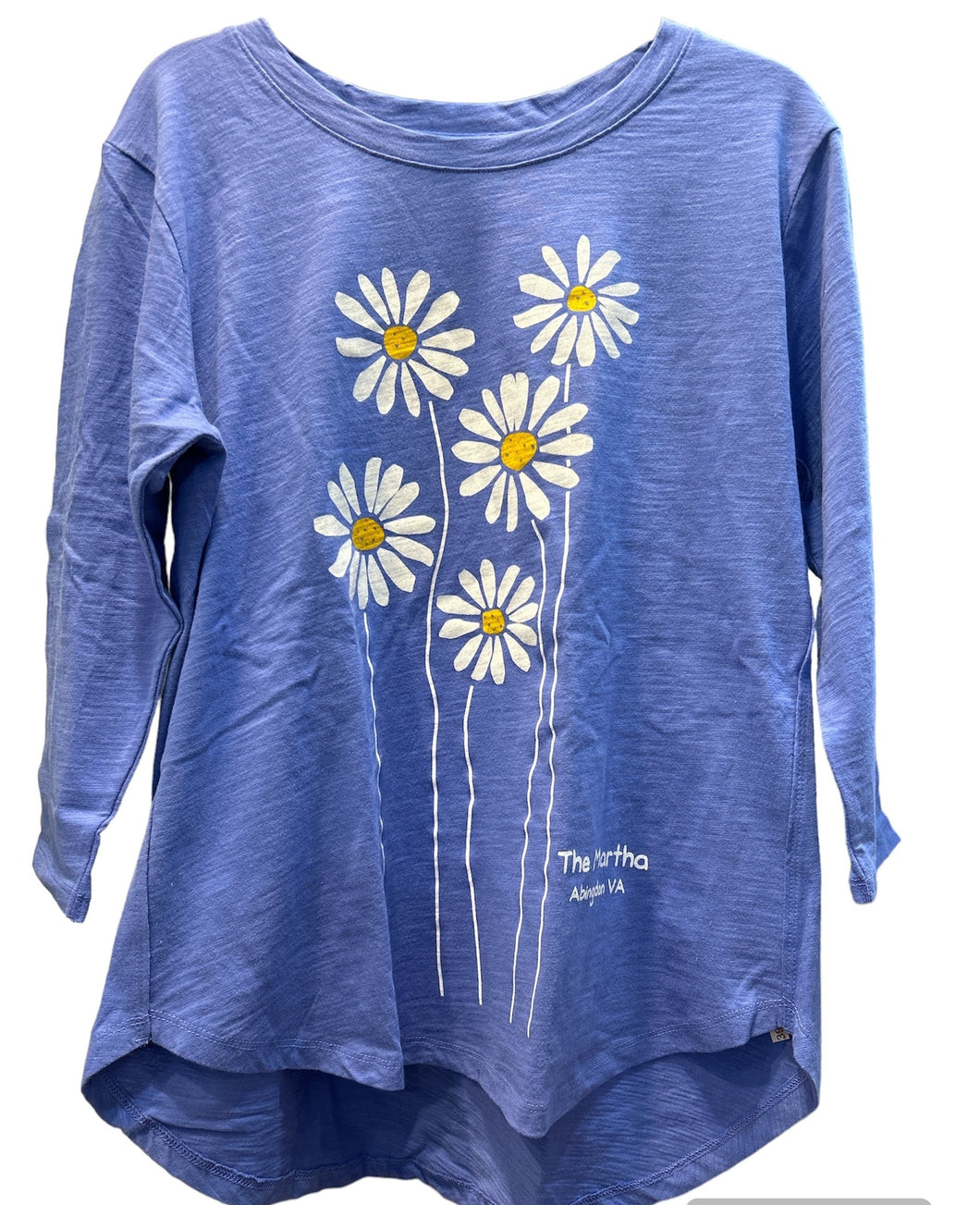 Martha Ladies 3/4 Sleeve Daisies on Blue