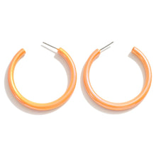 Load image into Gallery viewer, Iridescent Drop Hoop Earrings, Orange