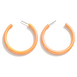 Iridescent Drop Hoop Earrings, Orange
