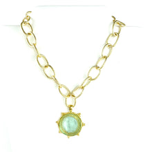 Load image into Gallery viewer, Gold, Clear Venetian Glass Coin Chain Necklace