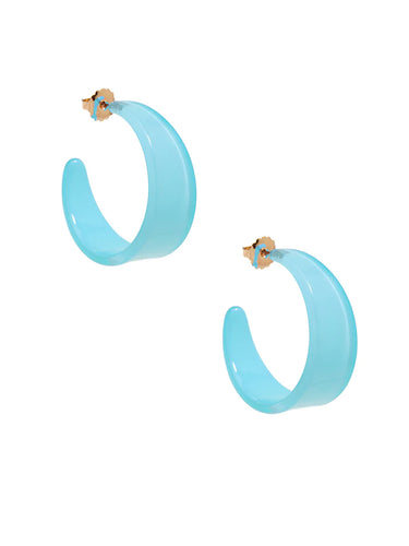Large Chunky Resin Hoop Earrings-Bright Blue