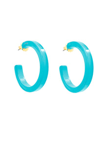 Resin Hoop Earrings-Neon Blue