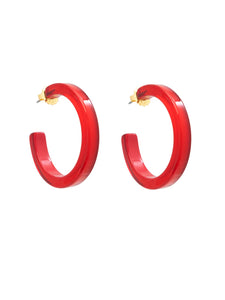 Resin Hoop Earrings-Red