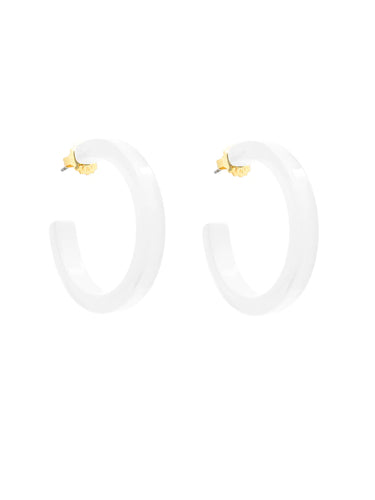 Resin Hoop Earrings-White