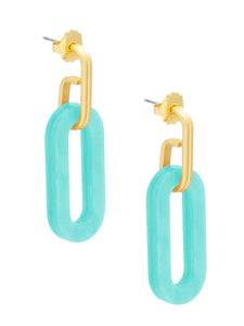 Resin Hook Drop Earrings-Bright Blue