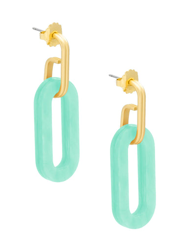 Resin Hook Drop Earrings-Mint