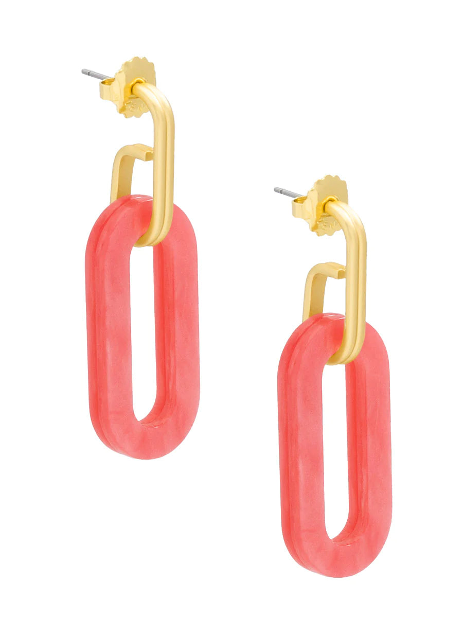 Resin Hook Drop Earrings-Neon Pink