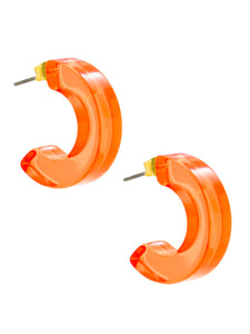 Small Resin Hoop Earrings-Orange