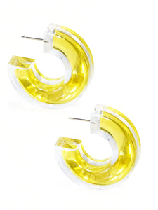 Chunky Clear Lucite Earrings with Gold Foil Interior