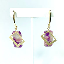 Load image into Gallery viewer, Marble Rectangle Dangle Earrings