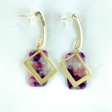 Load image into Gallery viewer, Marble Rectangle Dangle Earrings