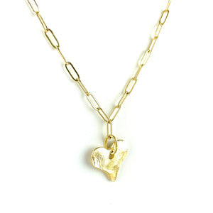 Gold Handcast Heart Necklace