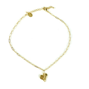 Gold Handcast Heart Necklace