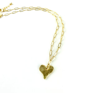 Gold Handcast Heart Necklace