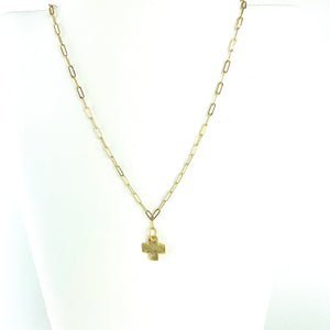 Gold Cross Paperclip Chain Necklace