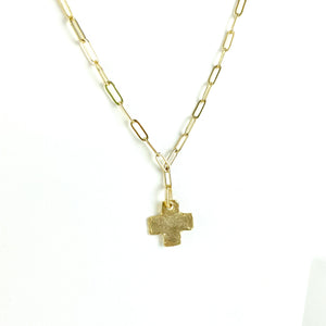Gold Cross Paperclip Chain Necklace