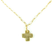 Load image into Gallery viewer, Gold Cross Paperclip Chain Necklace