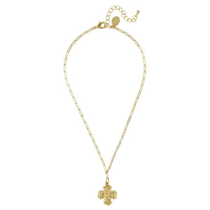 Susan Shaw Gold Paperclip Chain with Dogwood Flower Necklace