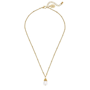 Susan Shaw Handcast Gold with Genuine Freshwater Pearl Necklace