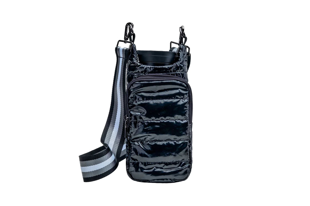 Black Glossy Crossbody HydroBag with Interchangeable Strap