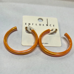 Iridescent Drop Hoop Earrings, Orange