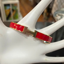 Load image into Gallery viewer, RED &amp; GOLD H BRACELET - THIN-Open Clasp