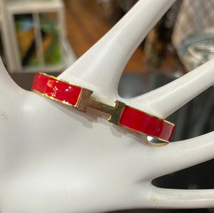 RED & GOLD H BRACELET - THIN-Open Clasp