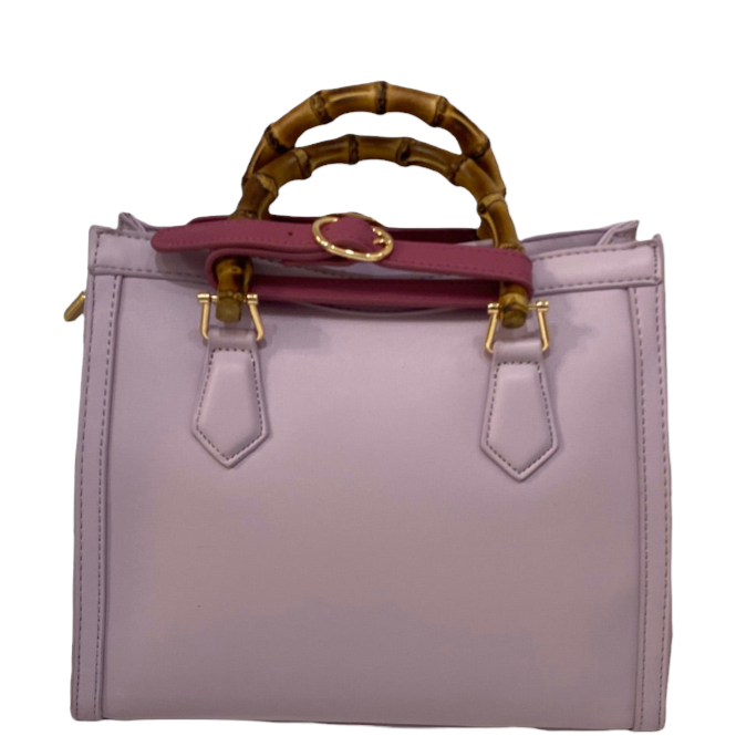 Lilac Square Purse with Wooden Handles