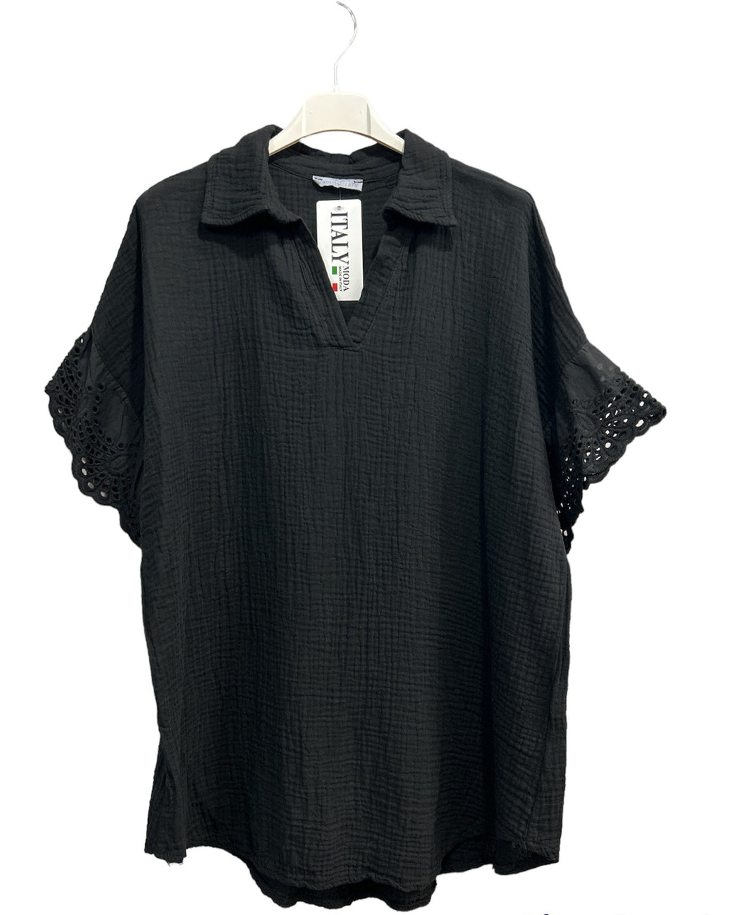 Linen/Cotton Tunic- Black, One Size