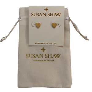 Susan Shaw Mini Gold Heart Stud Earrings