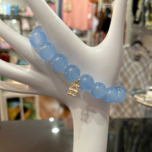Load image into Gallery viewer, Glossy, glass bead stretch bracelet-light blue