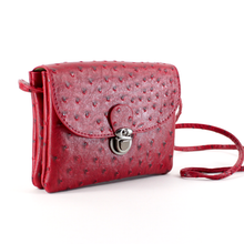 Load image into Gallery viewer, Faux Ostrich Crossbody Bag - Red
